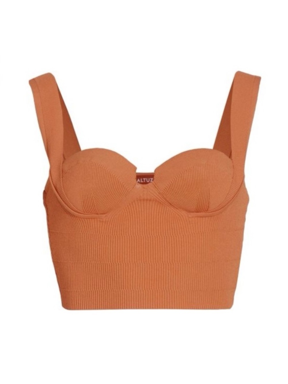 ALTUZARRA || Nyneve Corset Knit Bra Top​ Sweetheart Crop Knit Orange Medium